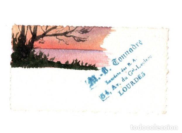 Paper Collecting Others: TARJETA DE VISITA CON PAISAJE ACUARELADO, PINTADO A MANO. M.B. CONNADRE, LOURDES. FRANCIA. C. 1930