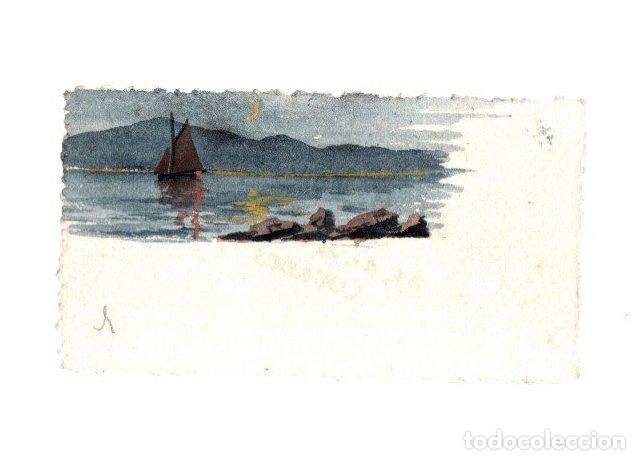 Outros artigos de papel: TARJETA DE VISITA CON PAISAJE ACUARELADO, PINTADO A MANO. M.B. CONNADRE, LOURDES. FRANCIA. C. 1930