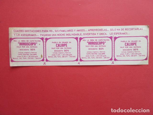 Otros Art&iacute;culos de Coleccionismo en Papel: ENTRADA INVITACION DISCOTECA CALIOPE BARCELONA BALMES 245 CAFE TEATRO SALA FIESTAS