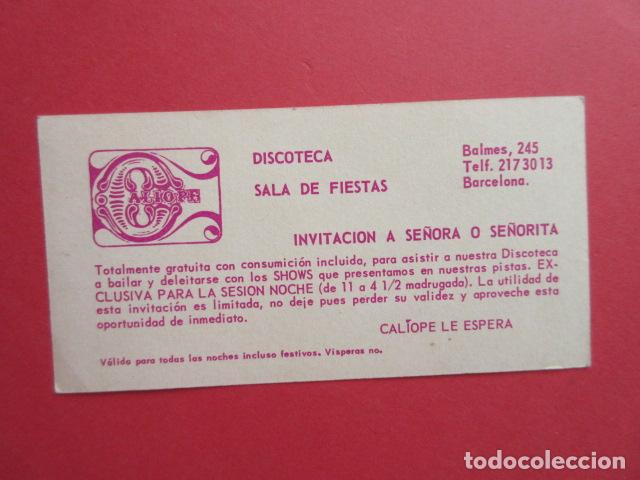 Otros Art&iacute;culos de Coleccionismo en Papel: ENTRADA INVITACION SE&Ntilde;ORA SE&Ntilde;ORITA DISCOTECA CALIOPE BARCELONA BALMES 245 CAFE TEATRO SALA FIESTAS