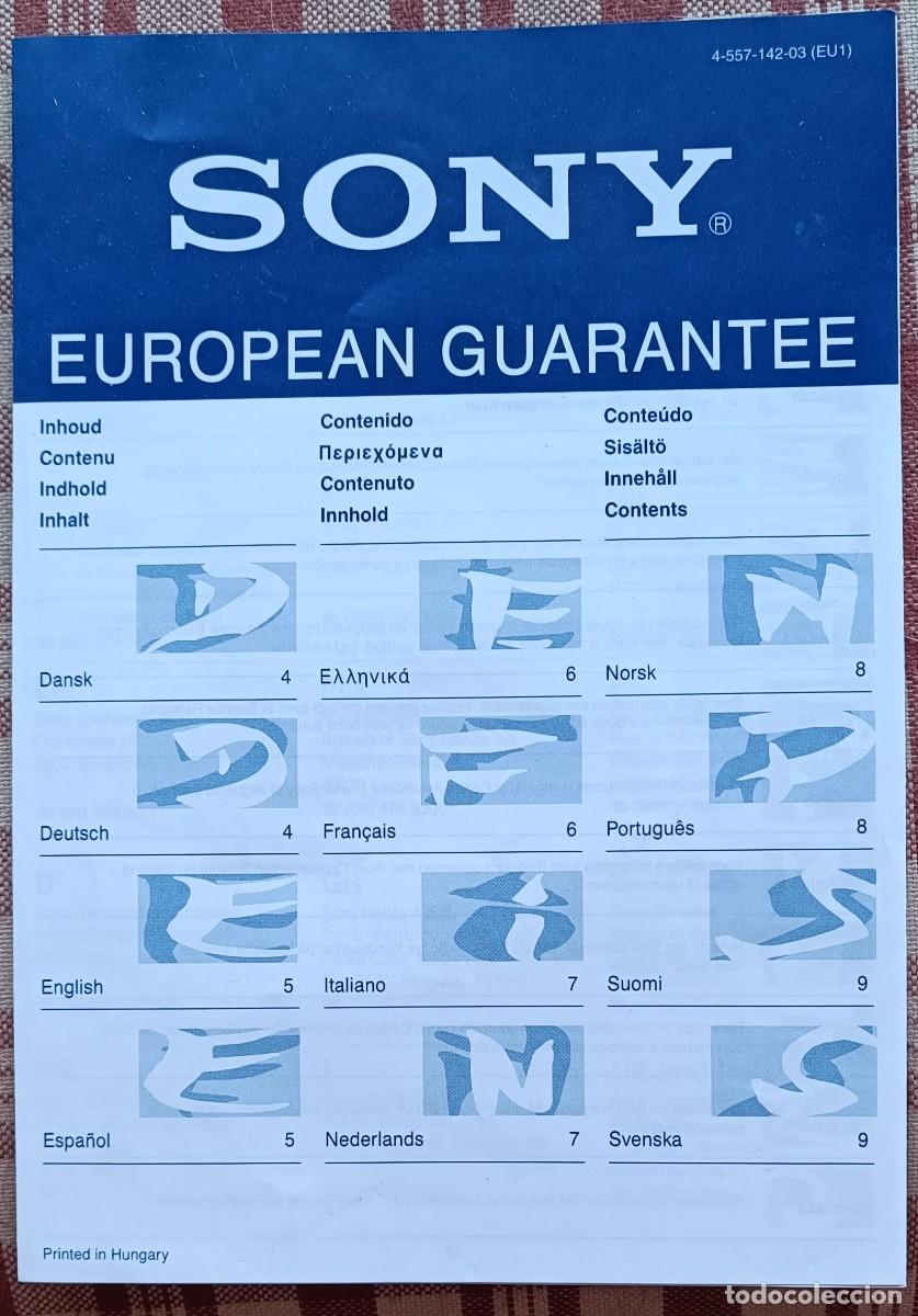 Outros artigos de papel: Sony European Guarantee
