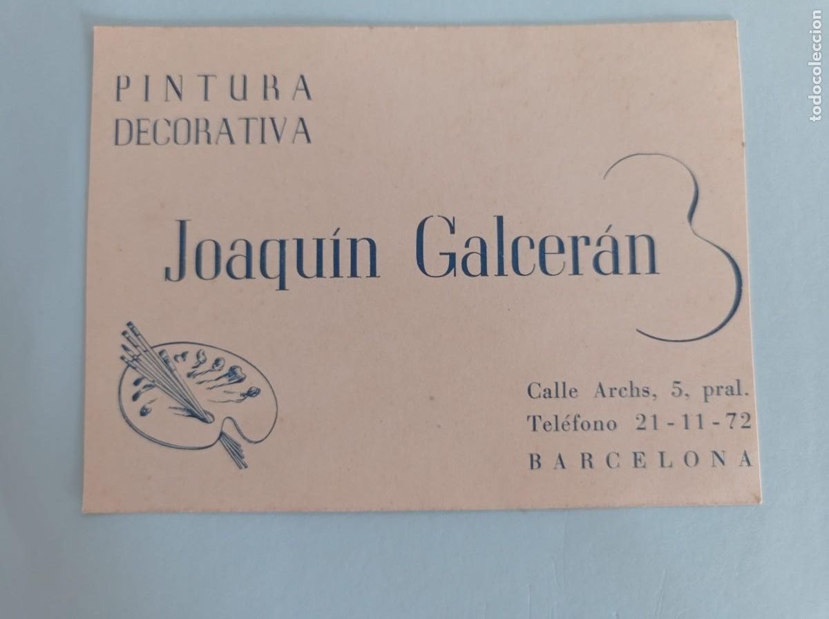 Otros art&iacute;culos de coleccionismo en papel: tarjeta Joaqu&iacute;n Galcer&aacute;n pintura decorativa Barcelona