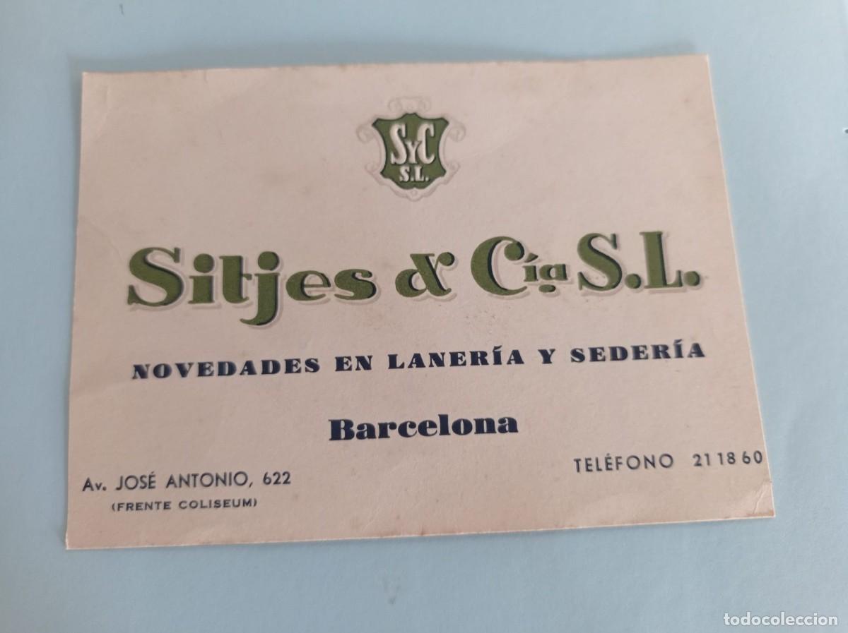 Otros art&iacute;culos de coleccionismo en papel: tarjeta Sitjes Barcelona novedades de laner&iacute;a y seder&iacute;a