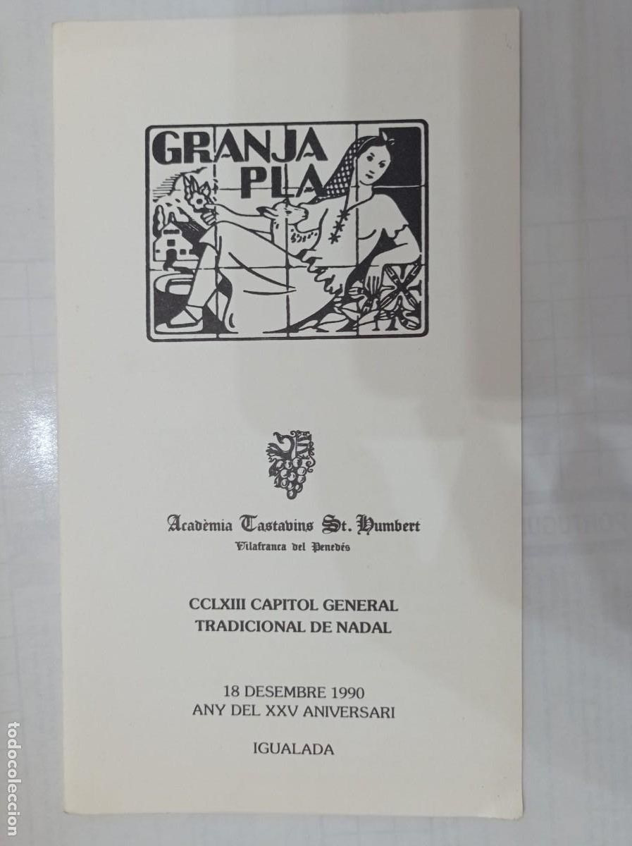 Otros art&iacute;culos de coleccionismo en papel: men&uacute; Granja Pla academia tastavins st. Dumbert Vilafranca del Pened&eacute;s Igualada 1990