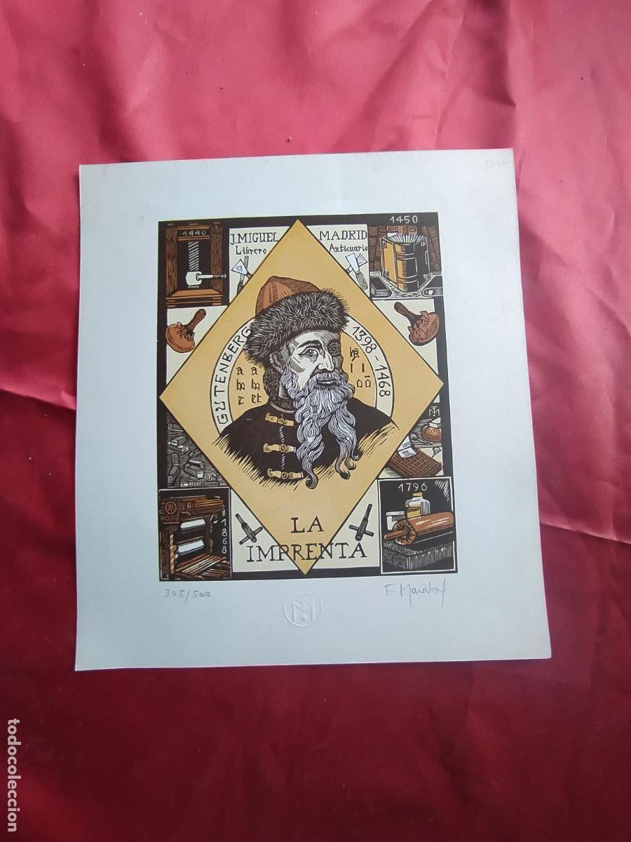 Sammelleidenschaft Andere Papierartikel: Xilograf&iacute;a grabado cuatro tintas. F.Marechal. Numerada, sellada, firmada. C.Mapas