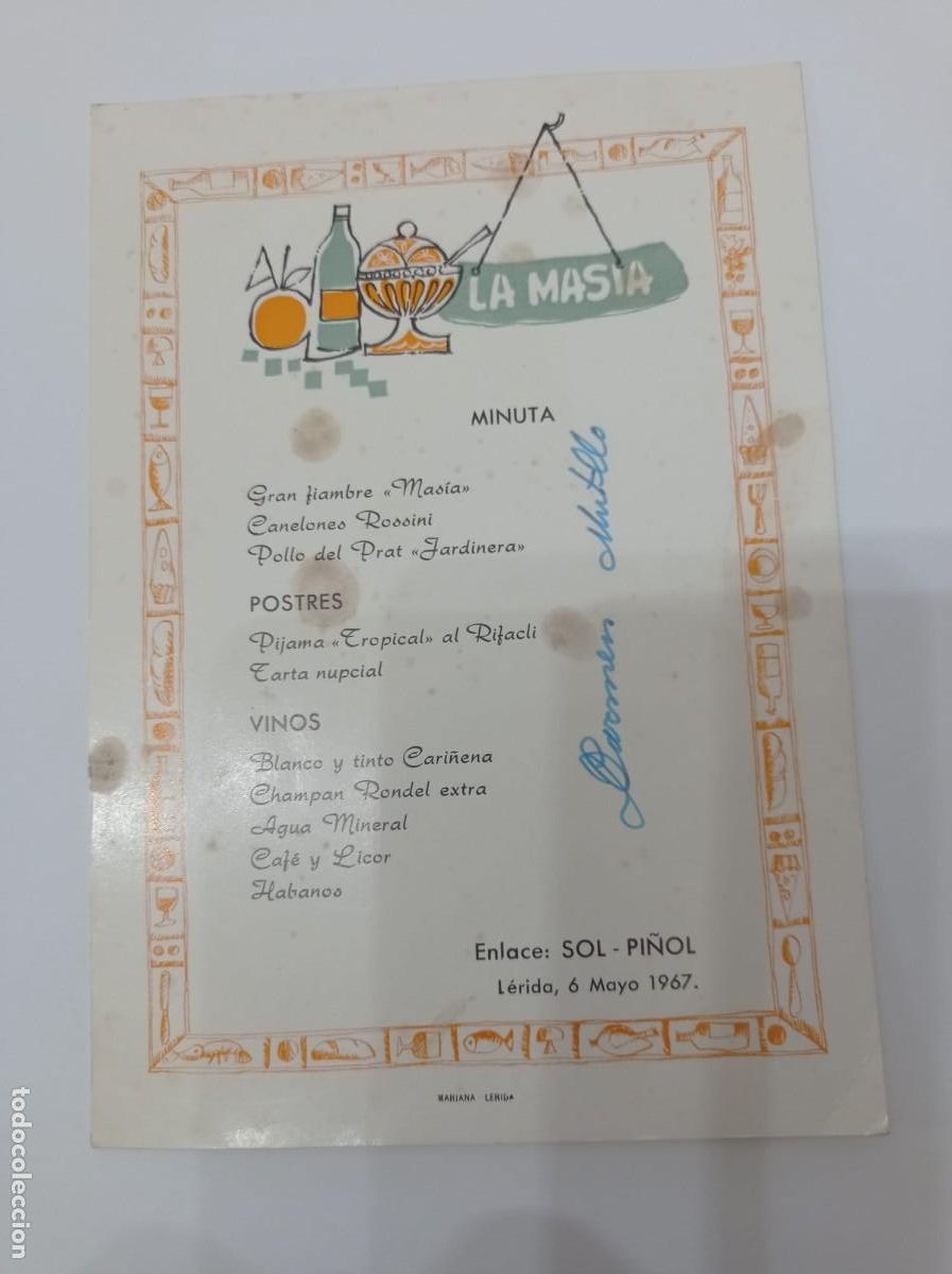 Otros art&iacute;culos de coleccionismo en papel: men&uacute; La Masia enlace L&eacute;rida 1967