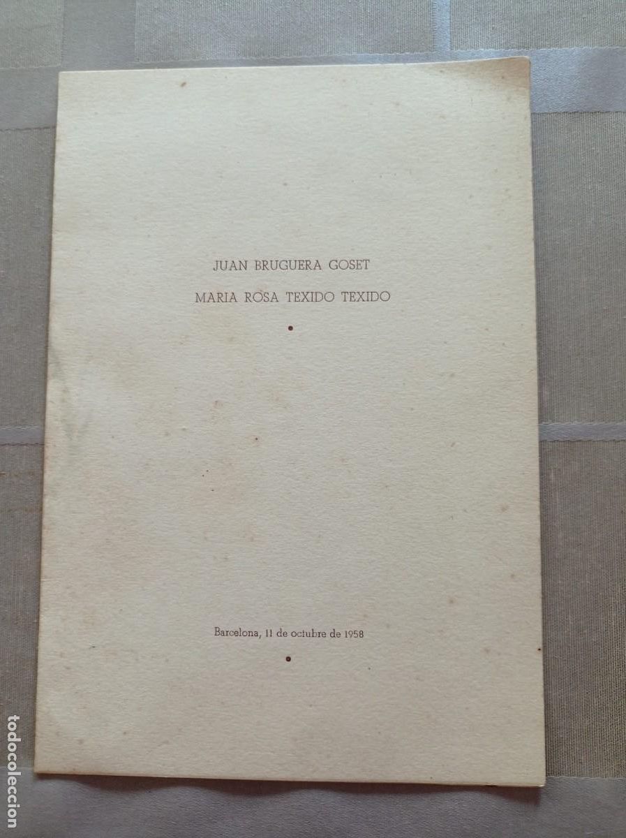 Otros art&iacute;culos de coleccionismo en papel: men&uacute; juan y mar&iacute;a Barcelona 1958 en el Jardin la rotonda