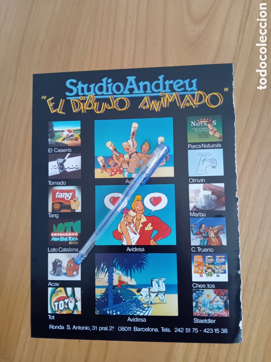Collectionnisme Papier divers: ANUNCIO STUDIO ANDREU. CREADOR DIBUJOS ANIMADOS PARA PUBLICIDAD. ANIMACI&Oacute;N. 1987