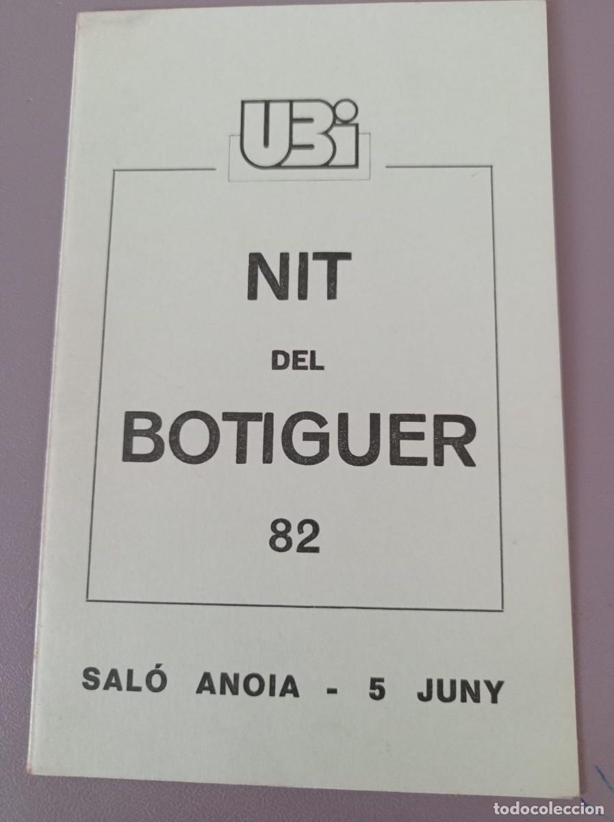 Otros art&iacute;culos de coleccionismo en papel: men&uacute; UBI nit del Botiguer 82 Sal&oacute; Anoia