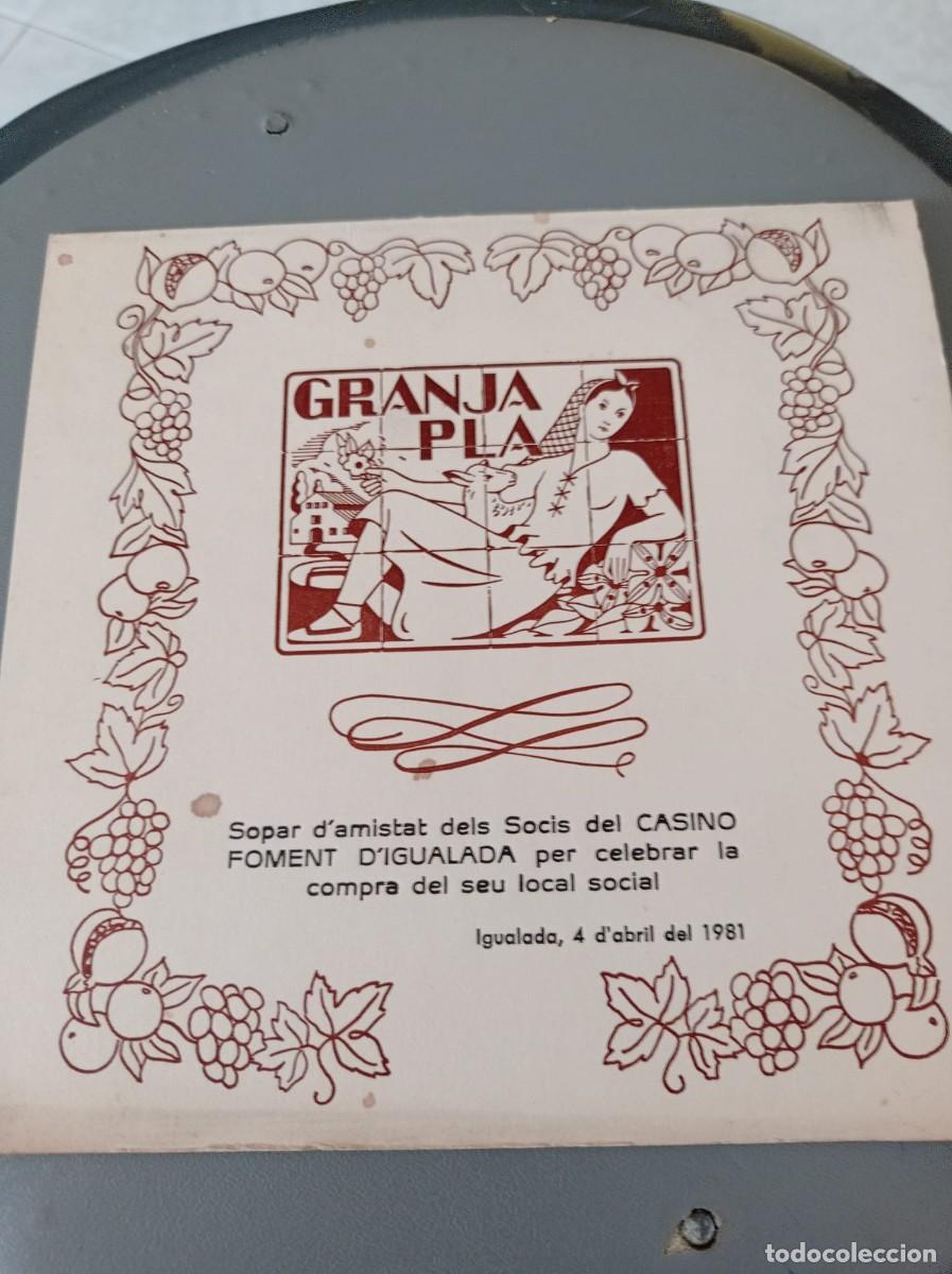 Otros art&iacute;culos de coleccionismo en papel: men&uacute; Granja Pla sopar Socis del Casino Foment D'Igualada 1981