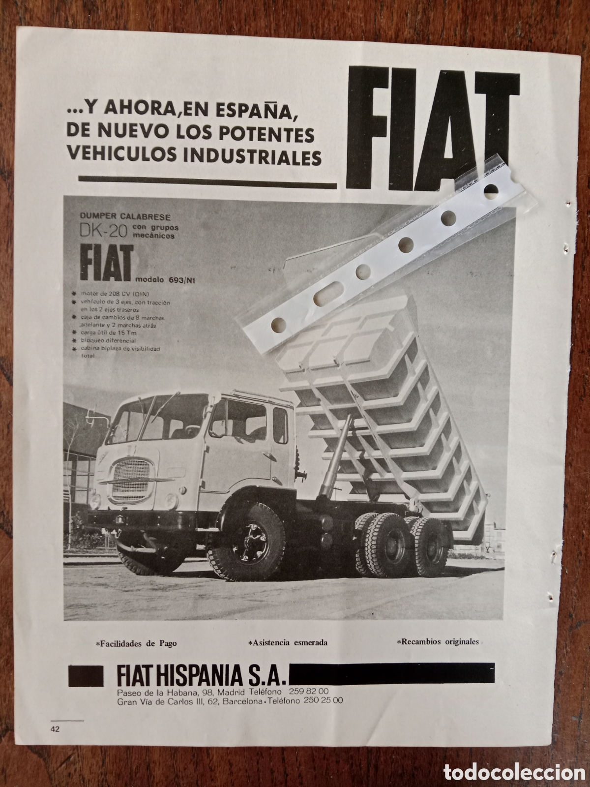 Otros Art&iacute;culos de Coleccionismo en Papel: Publicidad cami&oacute;n Fiat 693 de 1969
