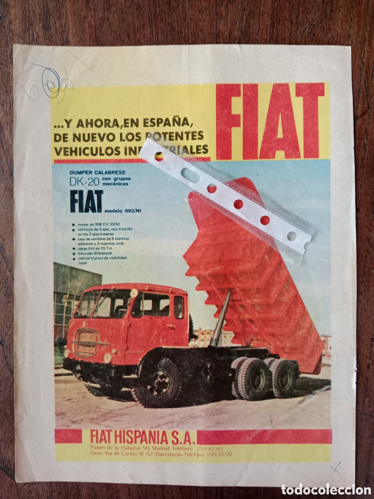 Otros Art&iacute;culos de Coleccionismo en Papel: Publicidad cami&oacute;n Fiat 693 de 1969