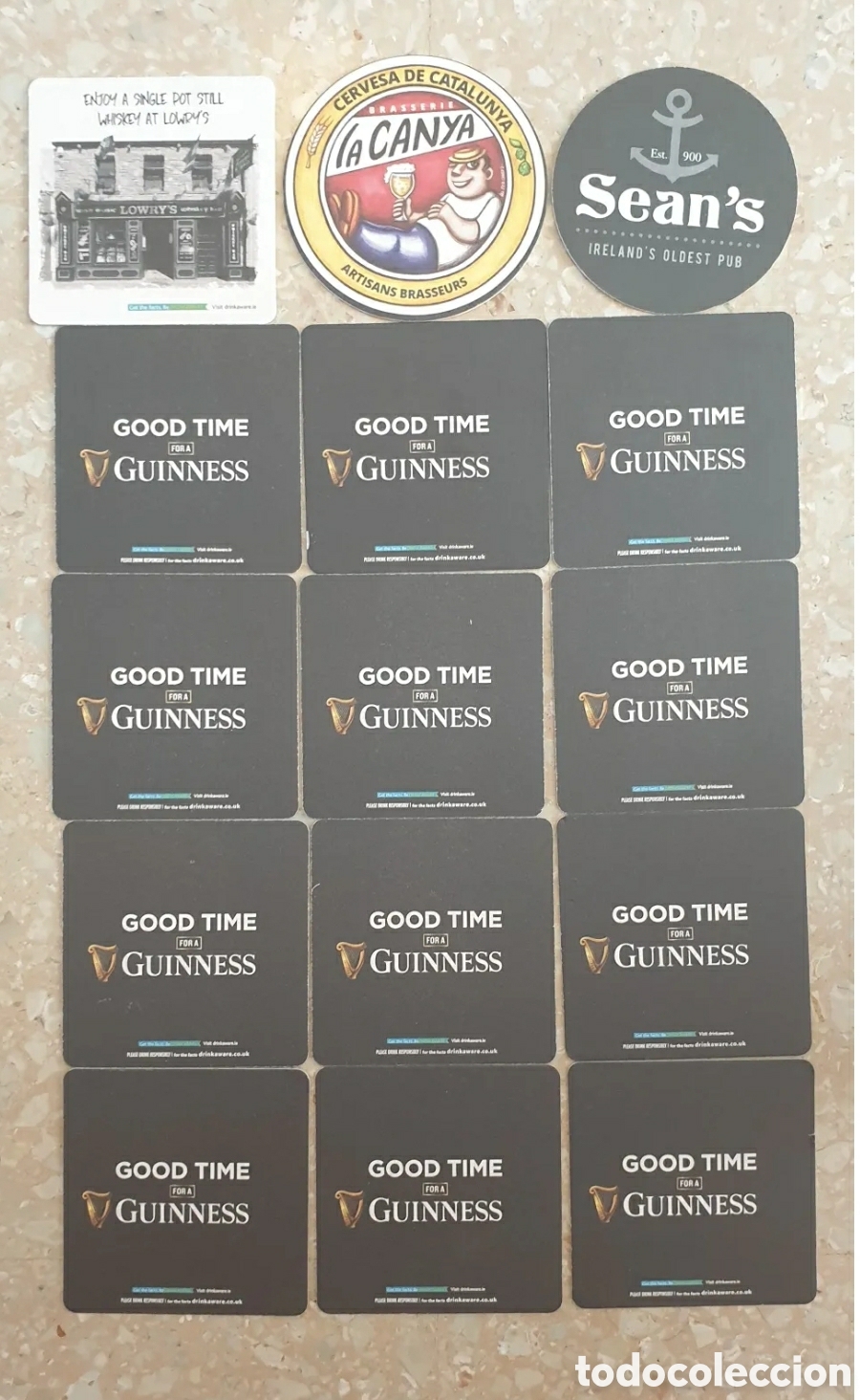 Outros artigos de papel: Lote 15 posavasos, doce de ellos Guinnes