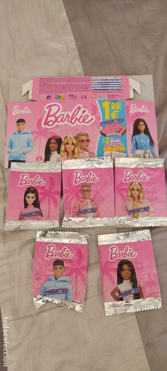 Otros art&iacute;culos de coleccionismo en papel: Lote de caja y envoltorios de Barbie de phoskitos