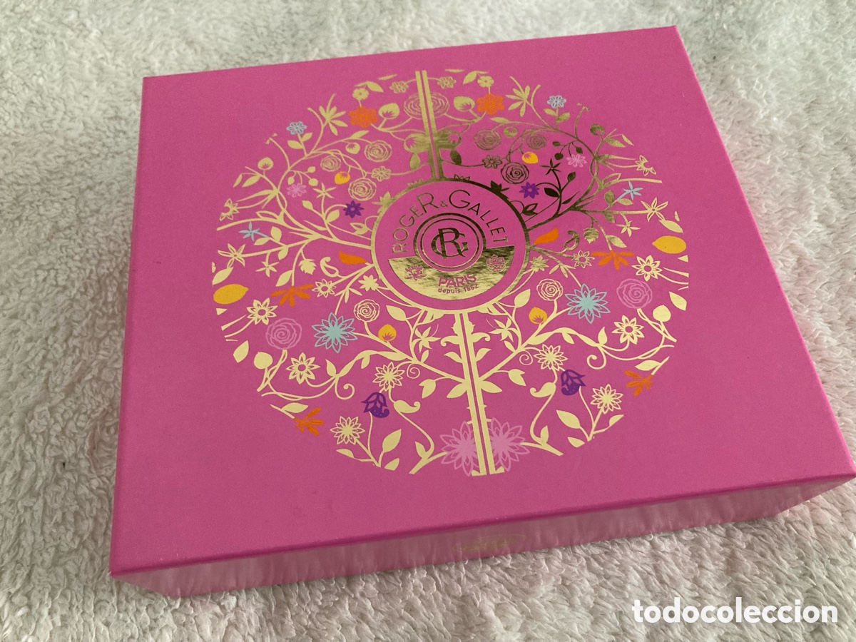 Sammelleidenschaft Andere Papierartikel: Caja vac&iacute;a de perfume Roger & Gallet rosa y oro