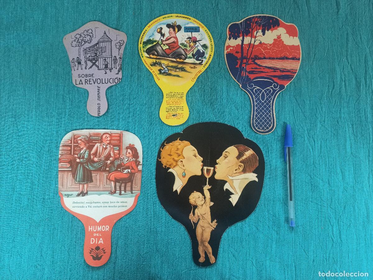 Otros Art&iacute;culos de Coleccionismo en Papel: Lote de 5 abanicos pai pai, pay pay. Modernista, humor...