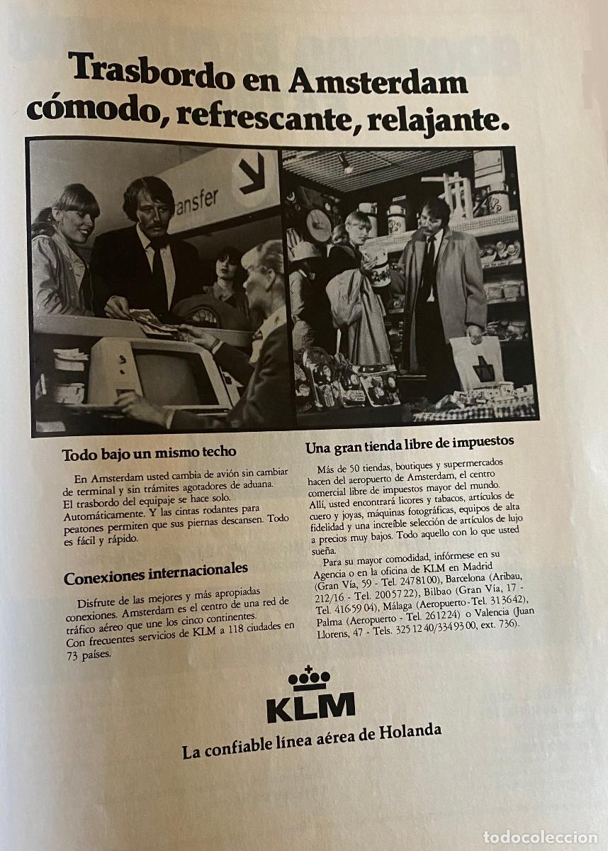 Altri oggetti di carta: Publicidad de KLM L&iacute;neas A&eacute;reas. P&aacute;gina completa de revista a&ntilde;o 1981. Tama&ntilde;o folio. Enmarcable.