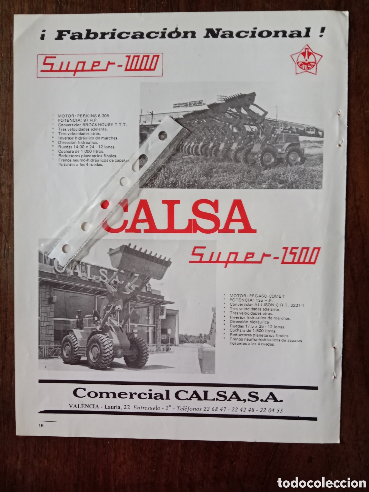 Outros artigos de papel: Publicidad maquinaria pala cargadora calsa