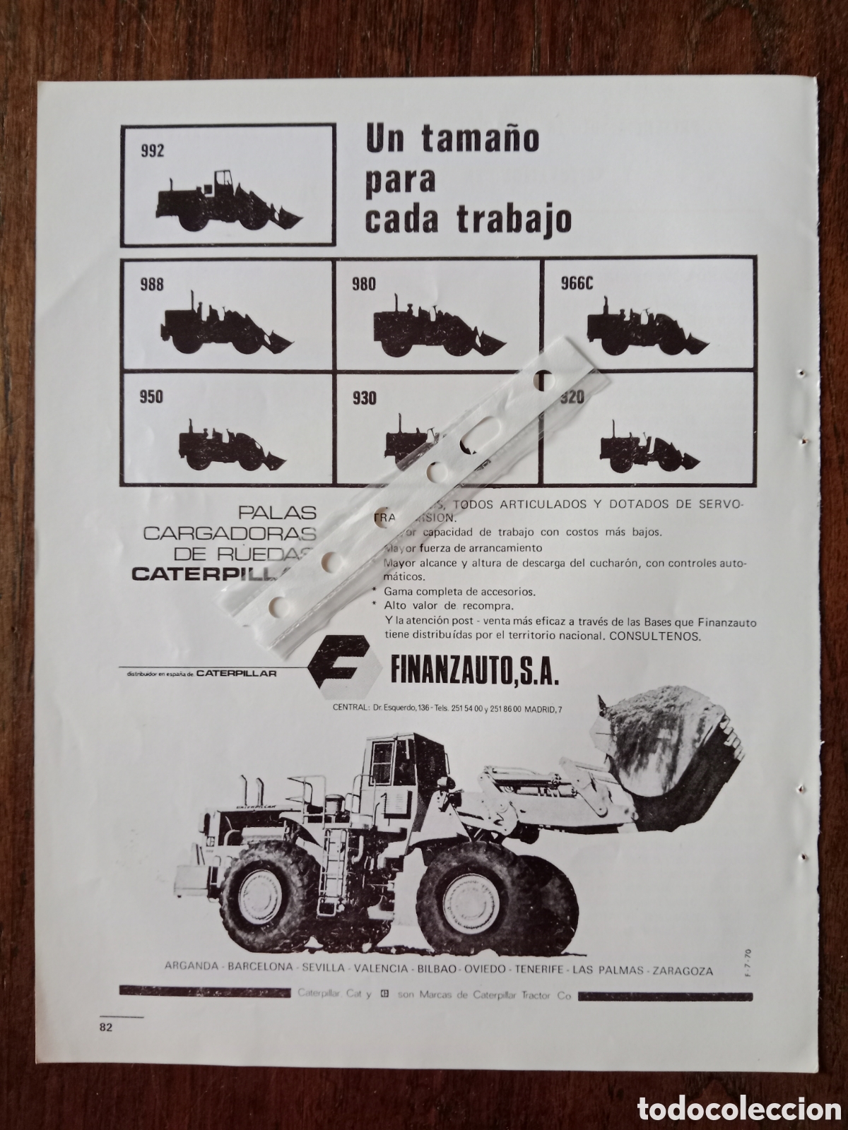 Outros artigos de papel: Publicidad maquinaria pala cargadora Caterpillar finanzauto