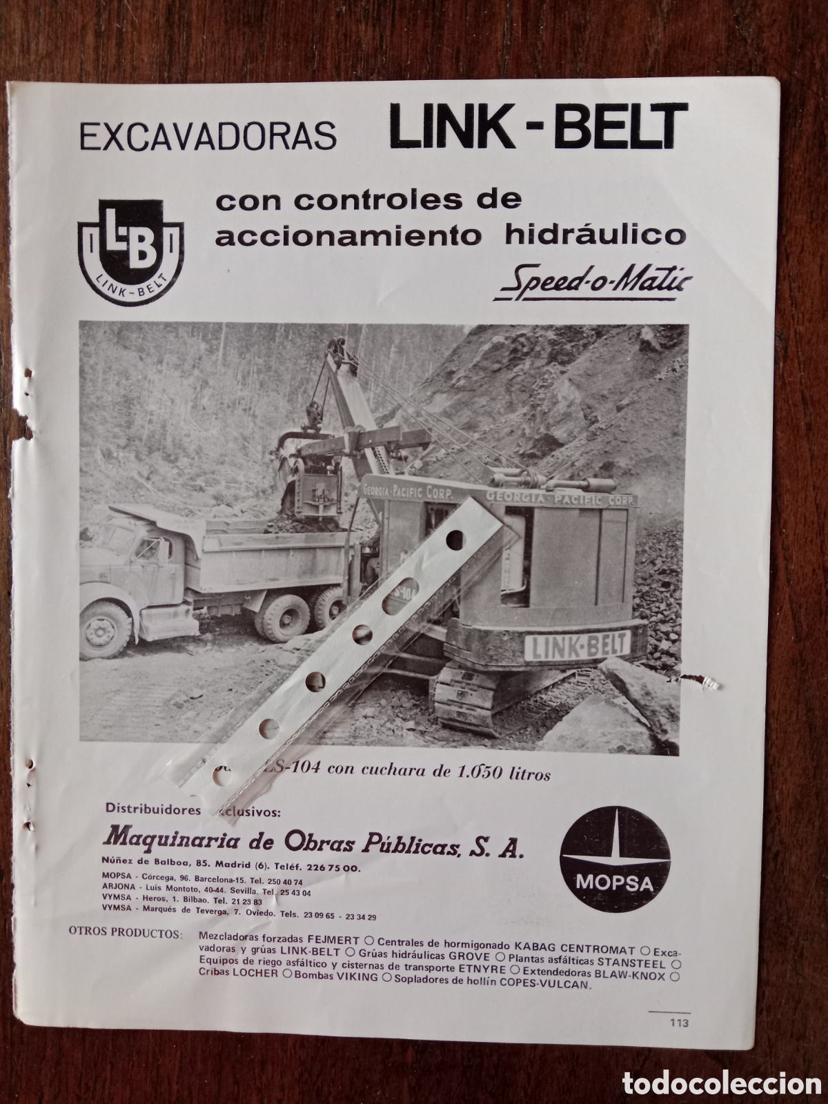 Collectionnisme Papier divers: Publicidad maquinaria excavadora link belt