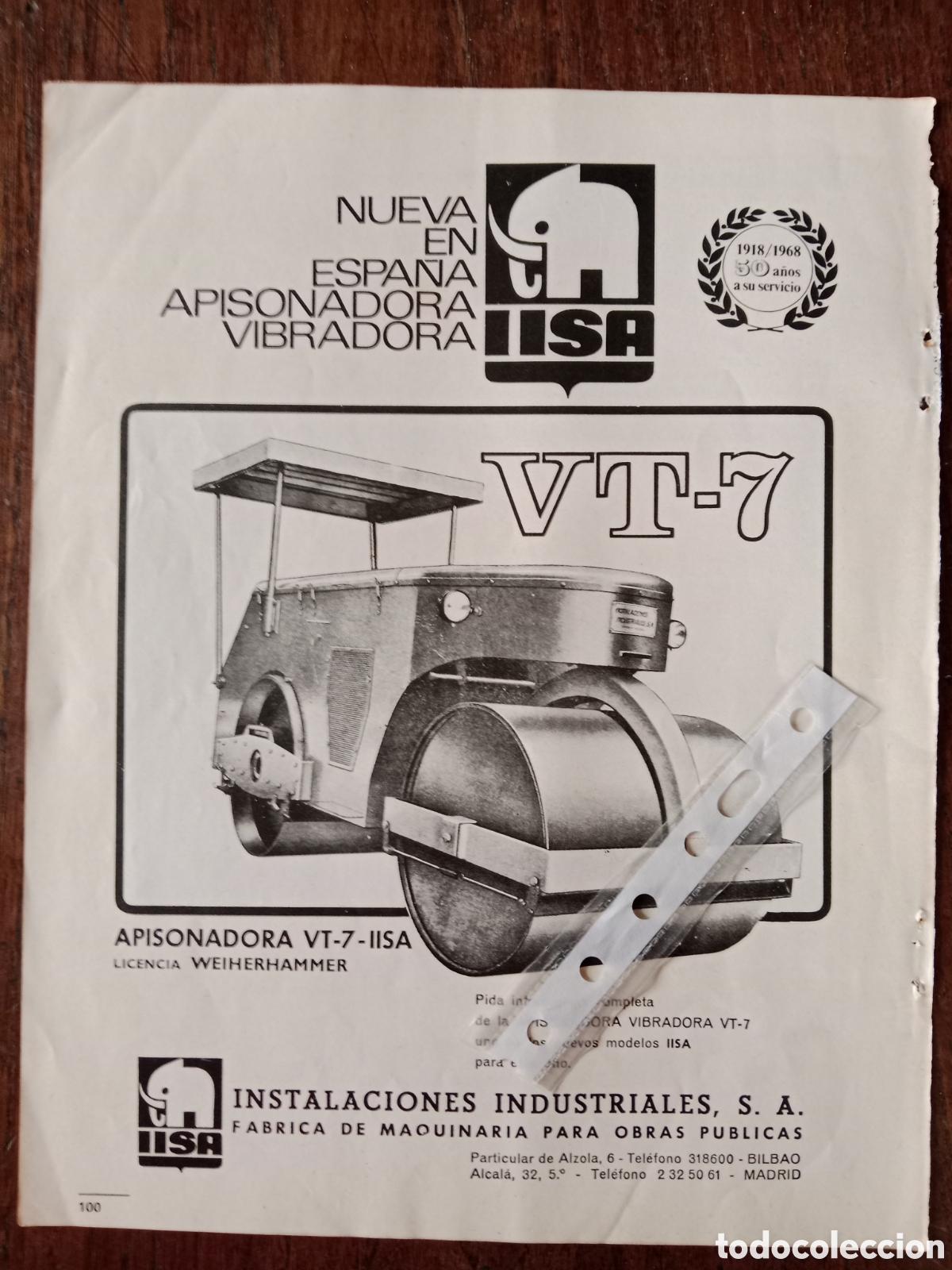 Collectionnisme Papier divers: Publicidad maquinaria apisonadora LLSA VT 7