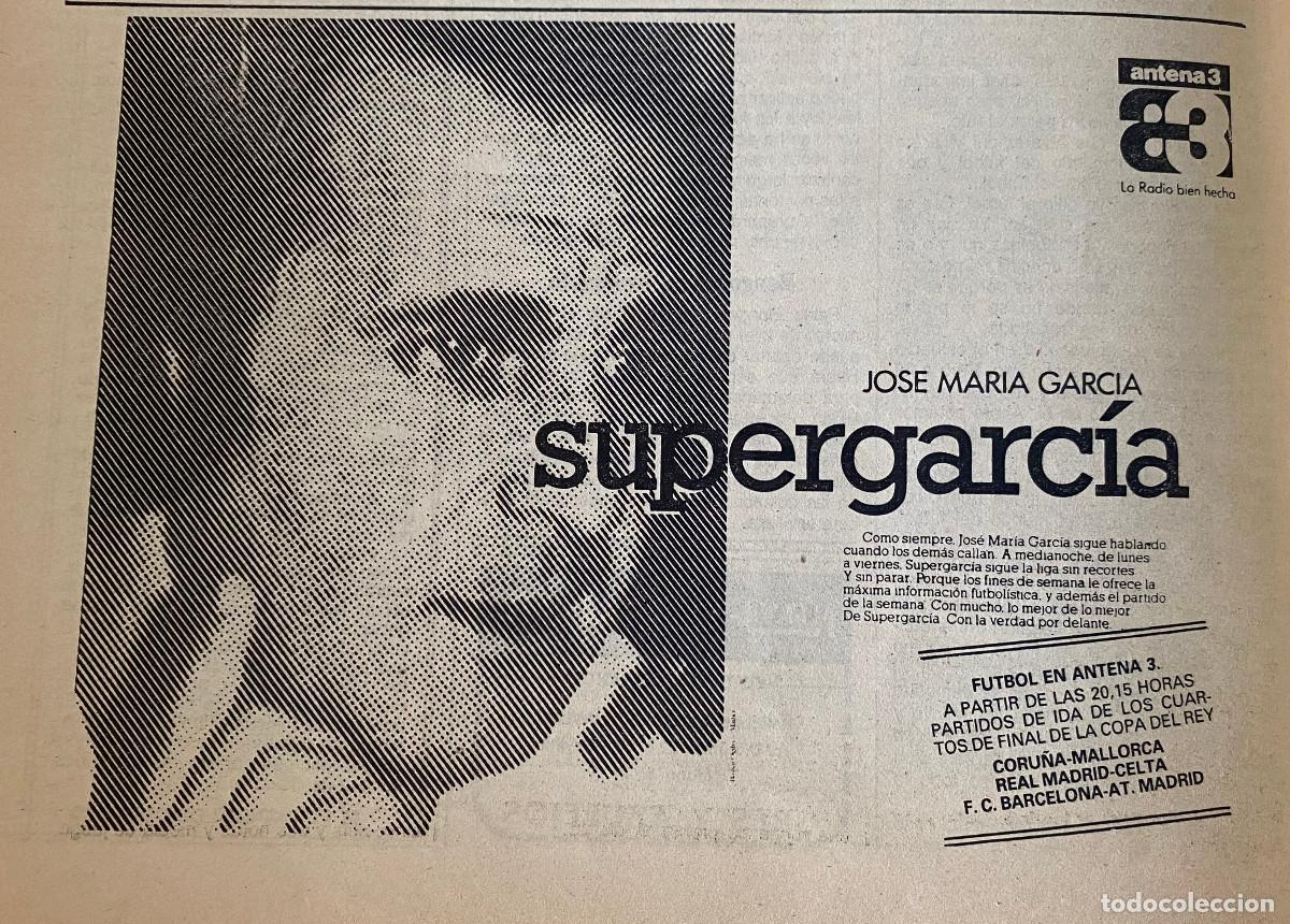 Altri oggetti di carta: Publicidad de programa de radio de Jos&eacute; Mar&iacute;a Garc&iacute;a. Recorte de peri&oacute;dico 1989. Media p&aacute;gina.