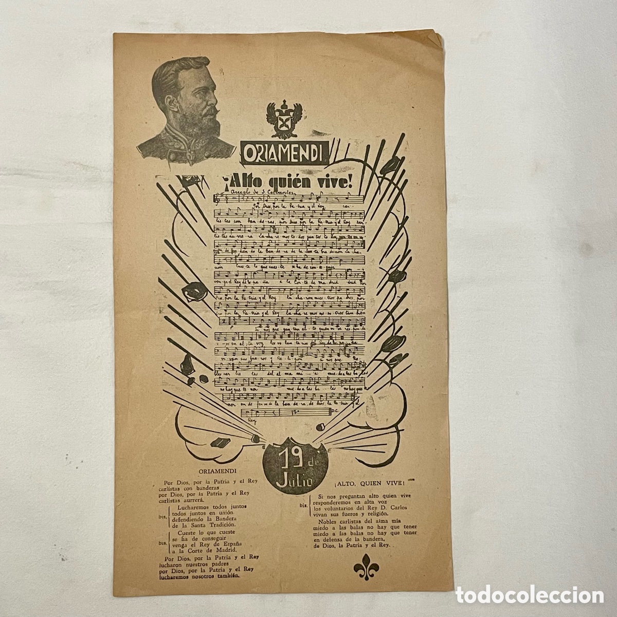 Otros Art&iacute;culos de Coleccionismo en Papel: PARTITURA CANCIONERO JUNTA CARLISTA GUERRA ALAVA VITORIA ORIAMENDI CARLISMO BOINAS ROJAS PELAYOS