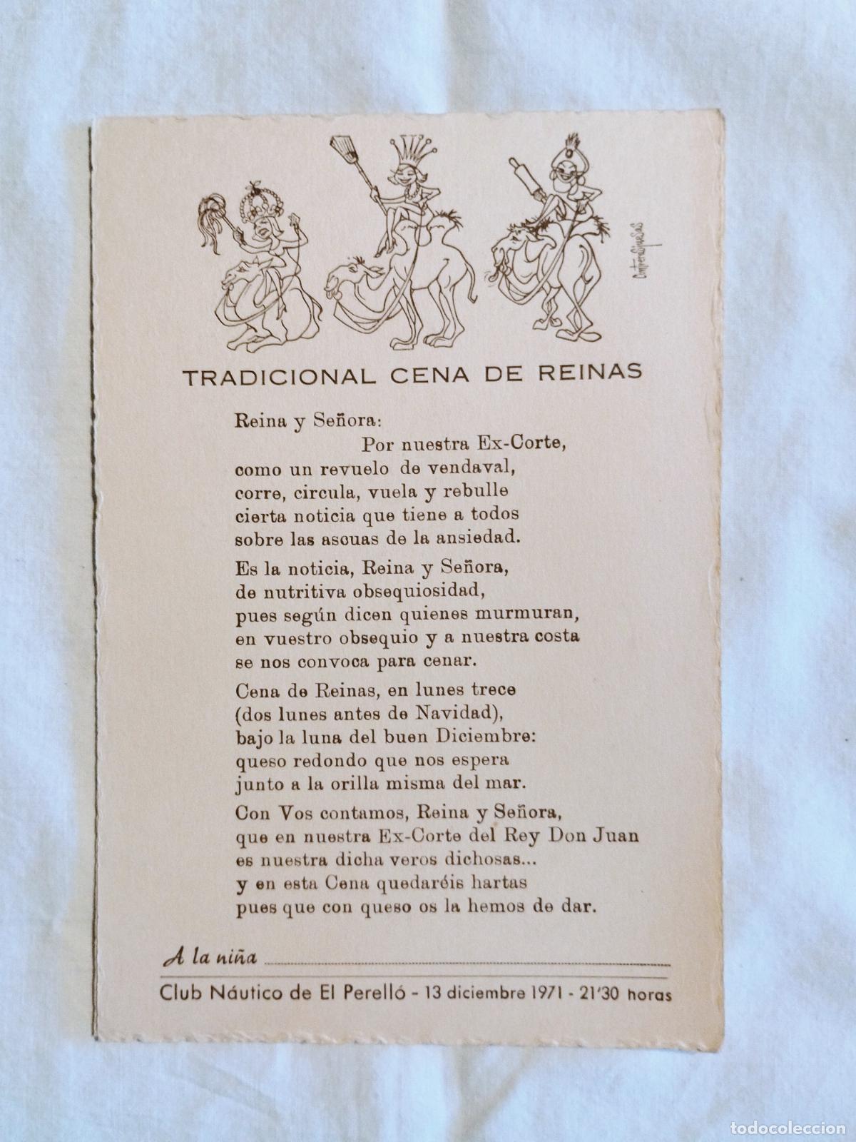 Outros artigos de papel: Antigua invitaci&oacute;n: CENA DE REINAS DEL CLUB N&Aacute;UTICO DE EL PERELL&Oacute; 1971