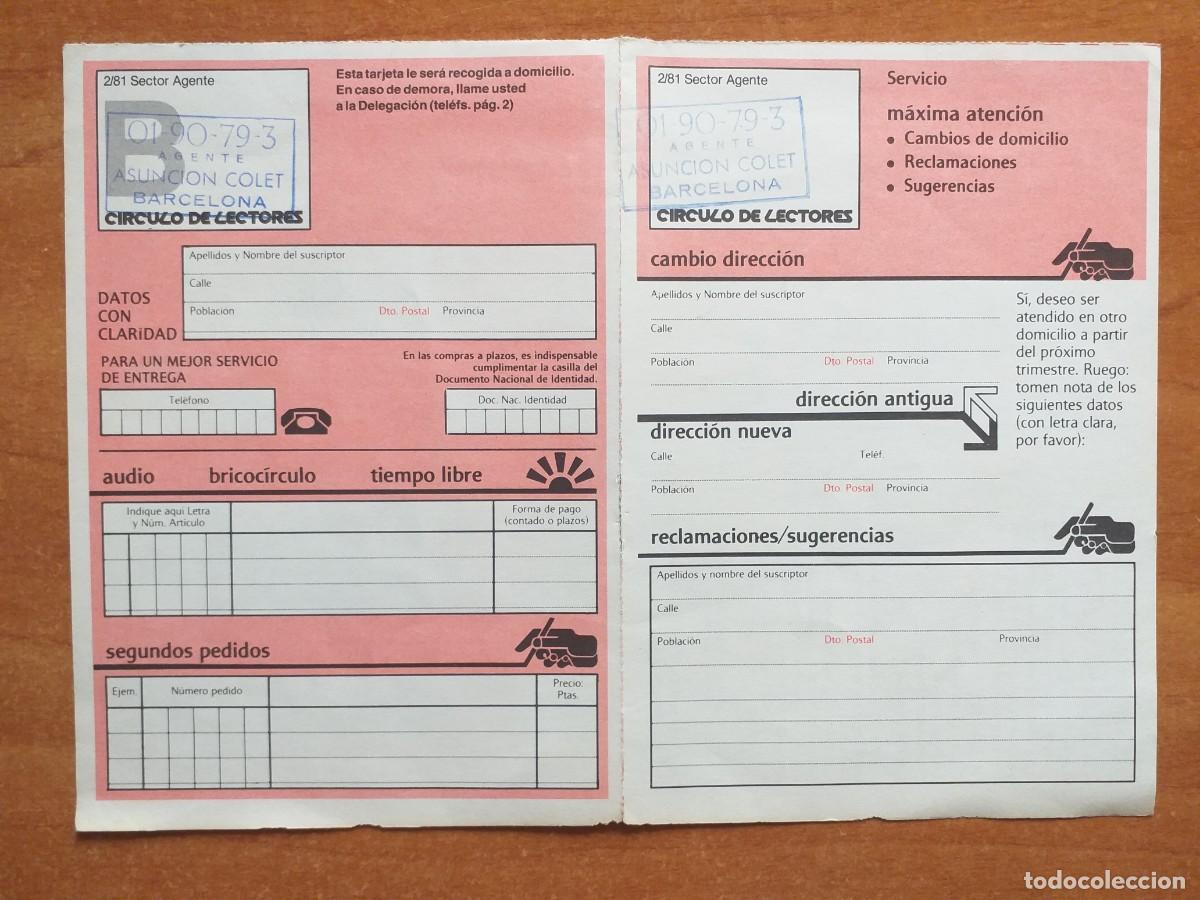 Otros art&iacute;culos de coleccionismo en papel: ANTIGUA TARJETA DEL CIRCULO DE LECTORES - BARCELONA