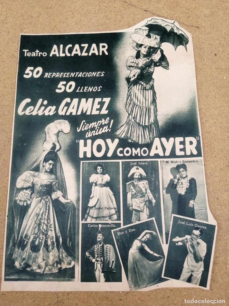 Sammelleidenschaft Andere Papierartikel: RECORTE ABC. TEATRO ALCAZAR PRESENTA A CELIA GAMEZ EN EL ESPECTACULO, HOY COMO AYER