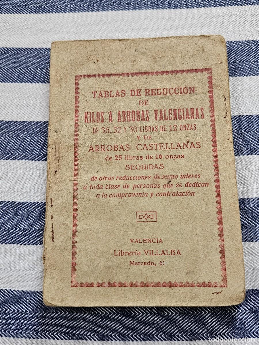 Otros art&iacute;culos de coleccionismo en papel: Antiguo Librito Tablas De Reducci&oacute;n De Kilos A Arrobas Valencianas Y De Arrobas Castellanas, 1920.