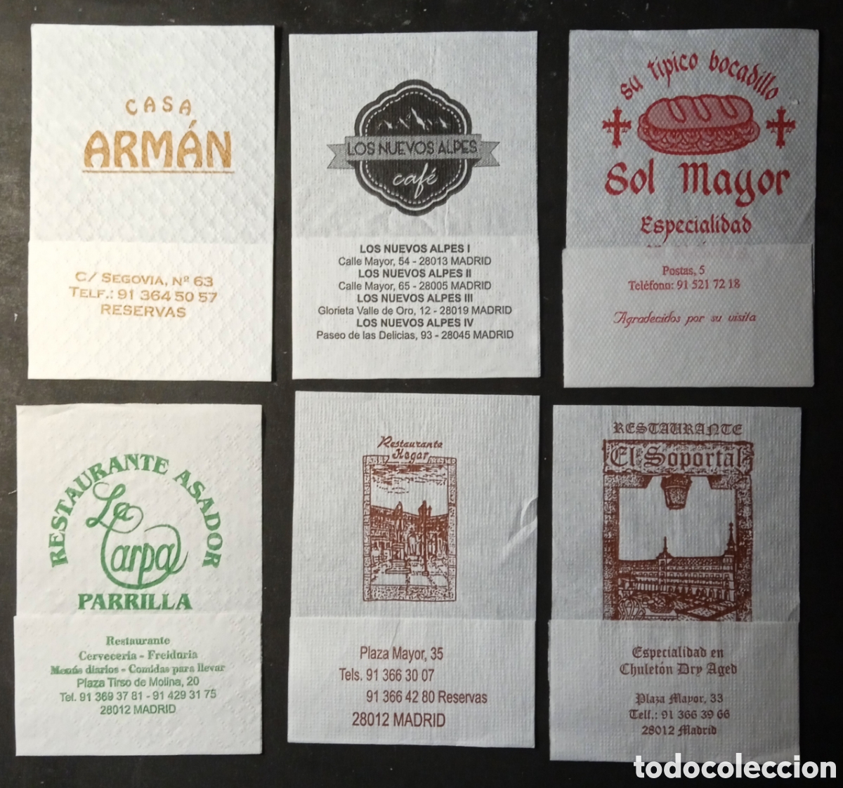 Paper Collecting Others: LOTE 28 SERVILLETAS DE PAPEL