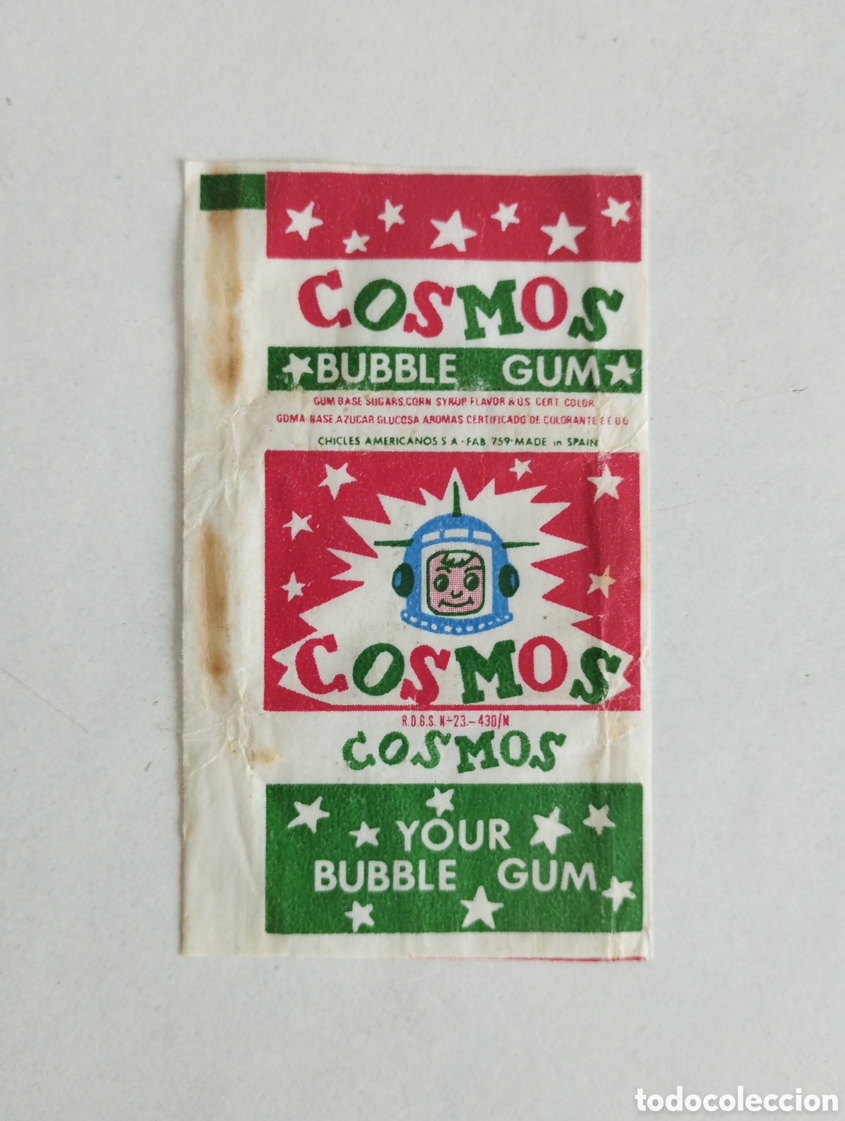 Otros art&iacute;culos de coleccionismo en papel: ENVOLTORIO CHICLE COSMOS - Foto 1