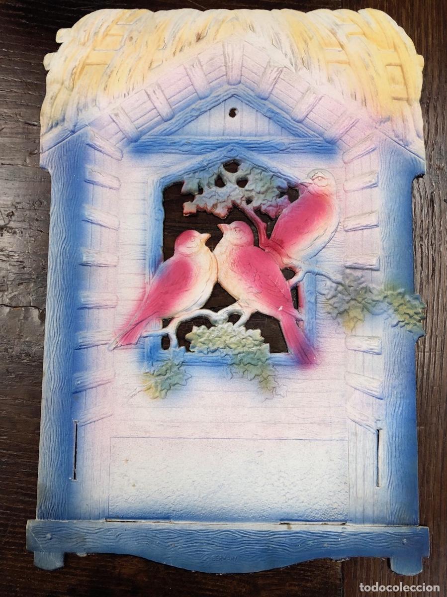 Paper Collecting Others: CARTON PUBLICITARIO TROQUELADO CON ESCENA DE PAJAROS. UTILIZADO PARA FALDILLA DE CALENDARIOS C. 1940