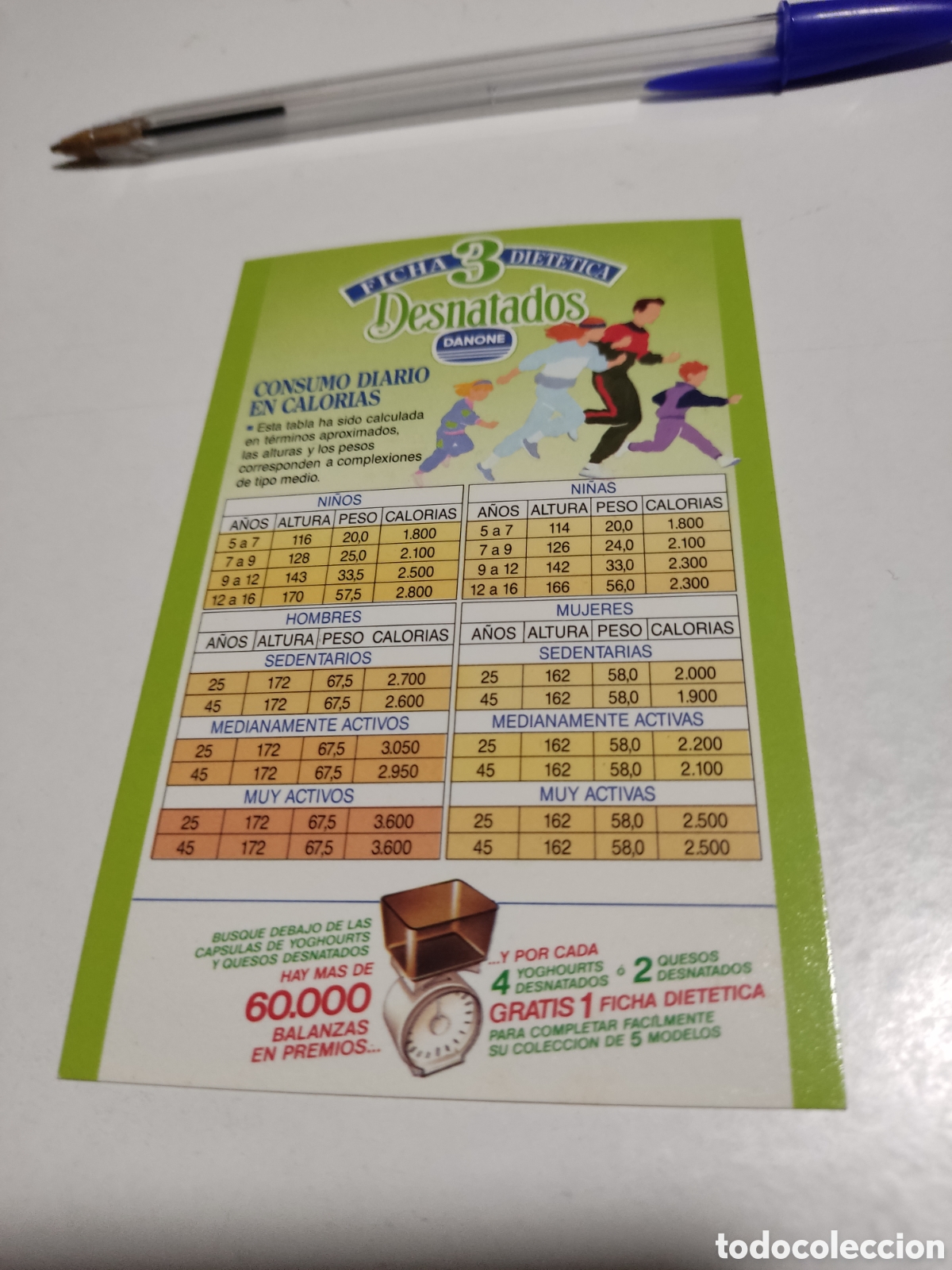 Otros Art&iacute;culos de Coleccionismo en Papel: Ficha 3 diet&eacute;tica DANONE premios balanzas