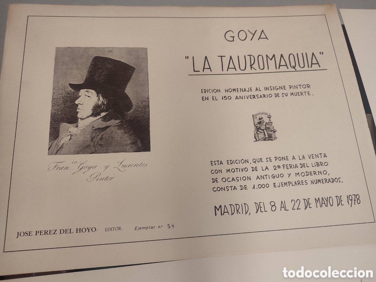 Otros art&iacute;culos de coleccionismo en papel: La tauromaquia de Goya