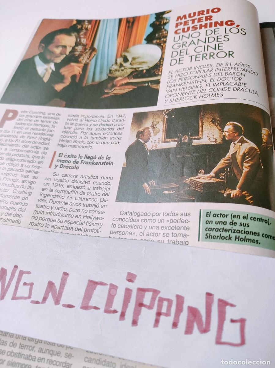 Otros Art&iacute;culos de Coleccionismo en Papel: Clipping RP942708 PETER CUSHING
