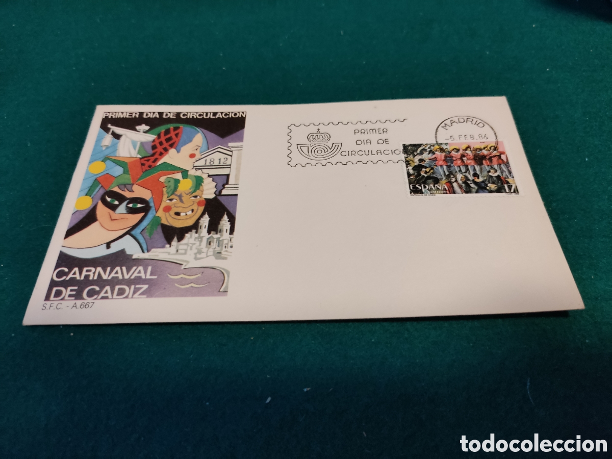 Otros Art&iacute;culos de Coleccionismo en Papel: Sobre primer d&iacute;a de circulaci&oacute;n, carnaval de C&aacute;diz