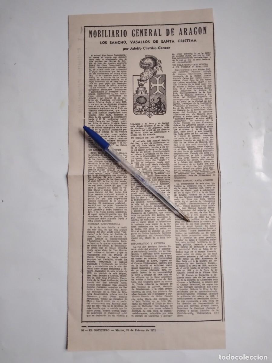 Otros Art&iacute;culos de Coleccionismo en Papel: LOS SANCHO VASALLOS DE SANTA CRISTINA MIGUEL SANCHO IZQUIERDO CALANDA NOBILIARIO ARAGON ADOLFO CASTI