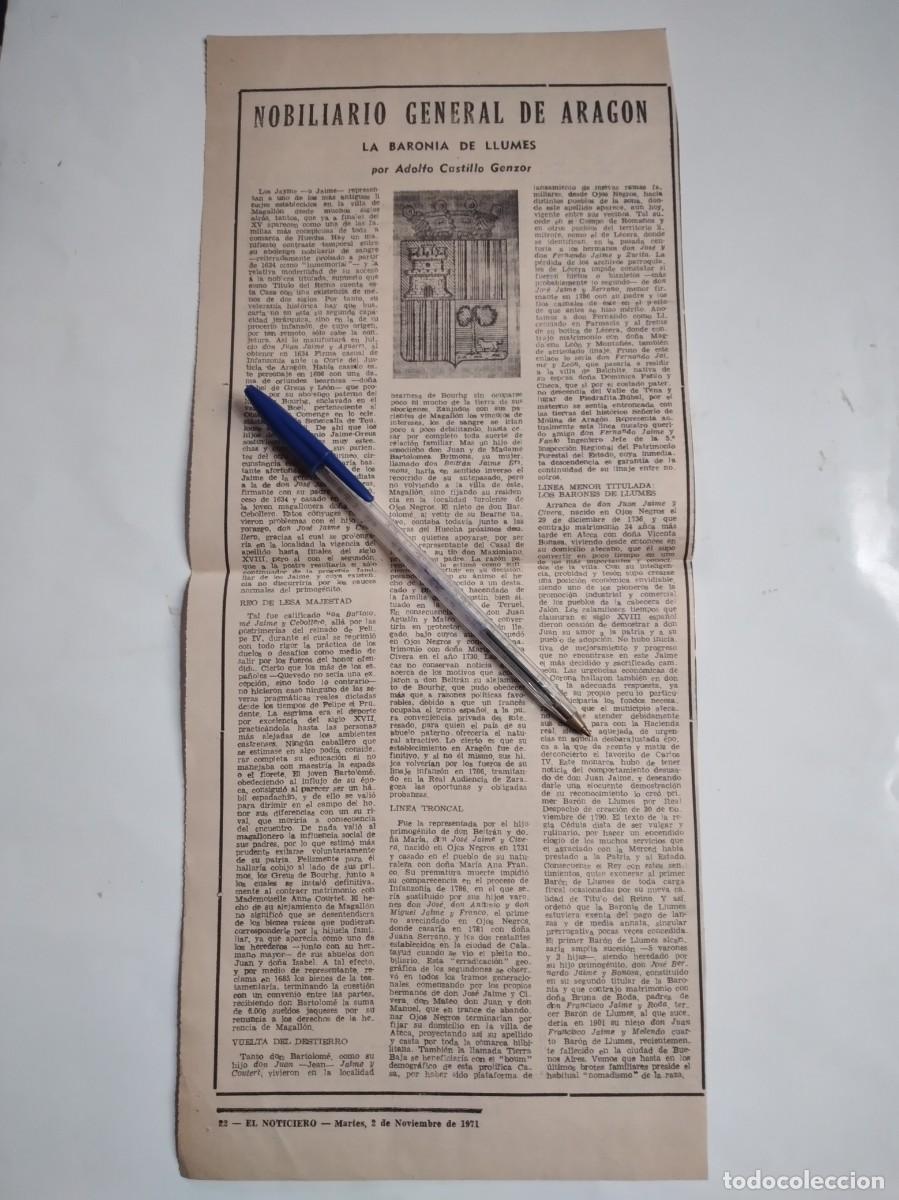 Otros Art&iacute;culos de Coleccionismo en Papel: LA BARON&Iacute;A DE LLUMES VILLA DE MAGALL&Oacute;N NOBILIARIO ARAGON ADOLFO CASTILLO GENZOR