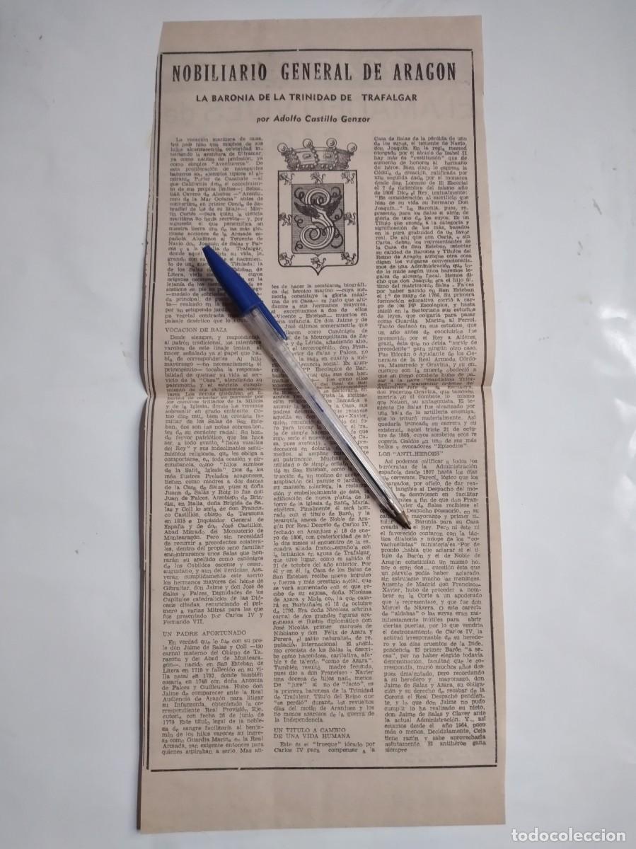 Otros Art&iacute;culos de Coleccionismo en Papel: LA BARON&Iacute;A DE LA TRINIDAD DE TRAFALGAR JAIME DE SALAS AZARA NOBILIARIO ARAGON ADOLFO CASTILLO GENZOR