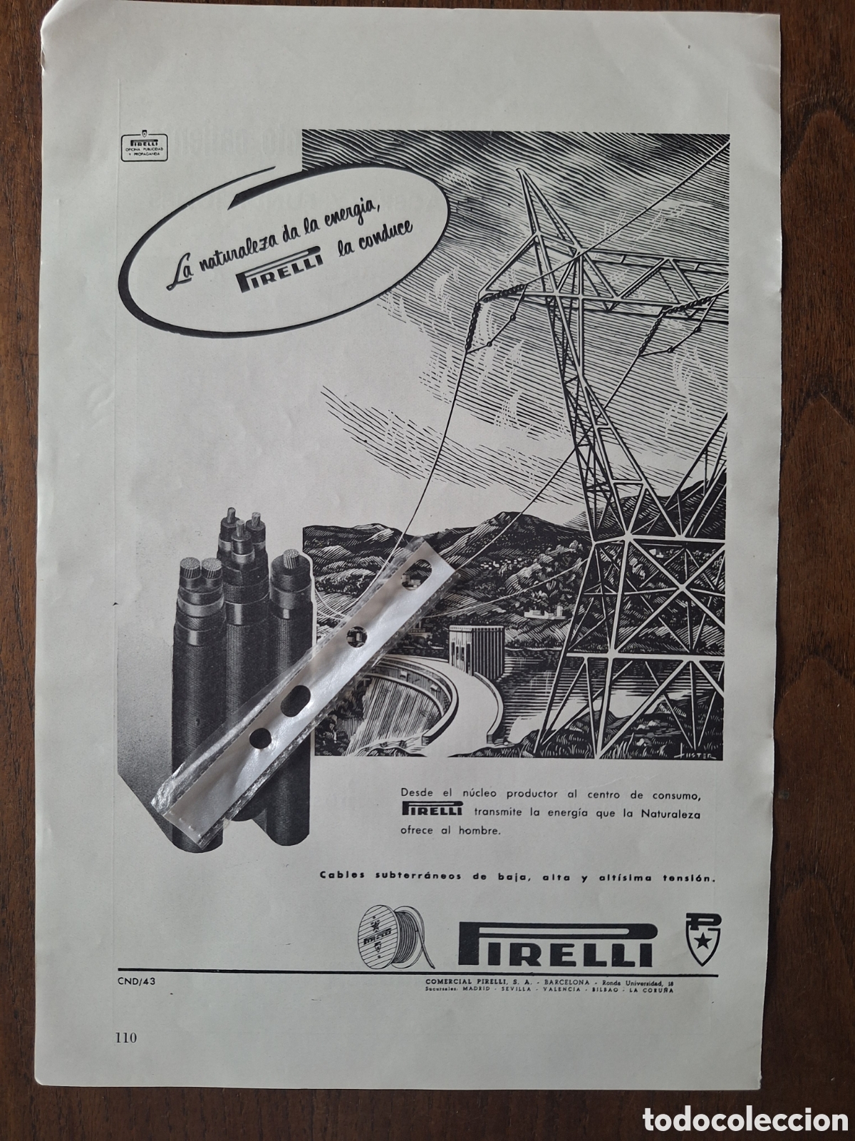 Paper Collecting Others: Publicidad cable pirelli de 1956