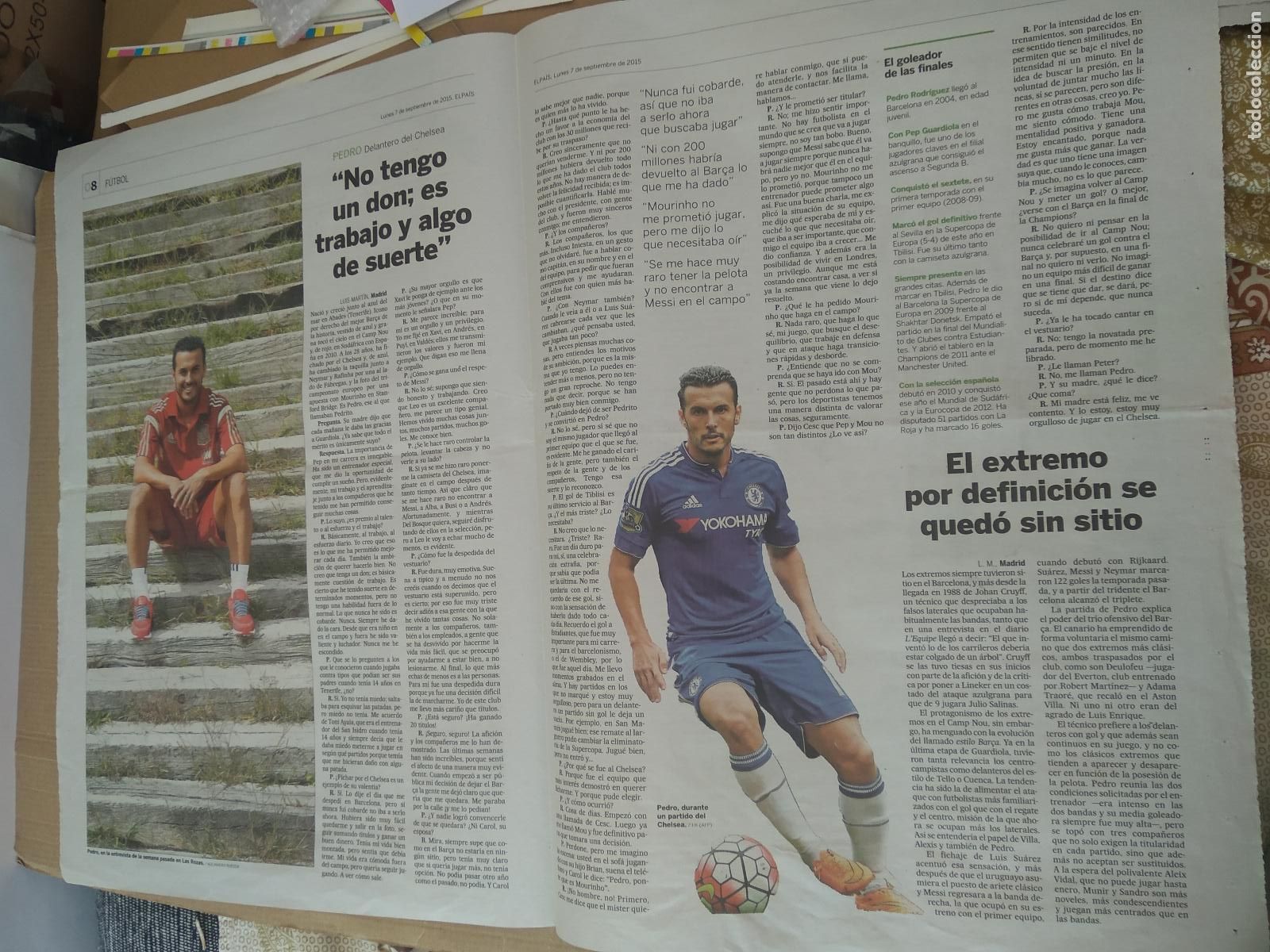 Otros Art&iacute;culos de Coleccionismo en Papel: HOJA PERIODICO DIARI EL PAIS REPORTAJE PEDRO PEDRITO RUGBY 2015 CICLISMO PURITO