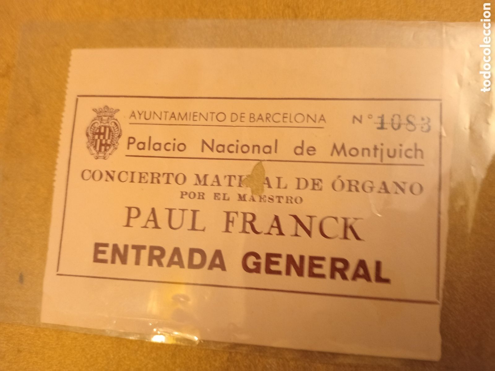 Sammelleidenschaft Andere Papierartikel: ENTRADA CONCIERTO PAUL FRANK, PALACIO NACIONAL DE MONTJUICH, 1953