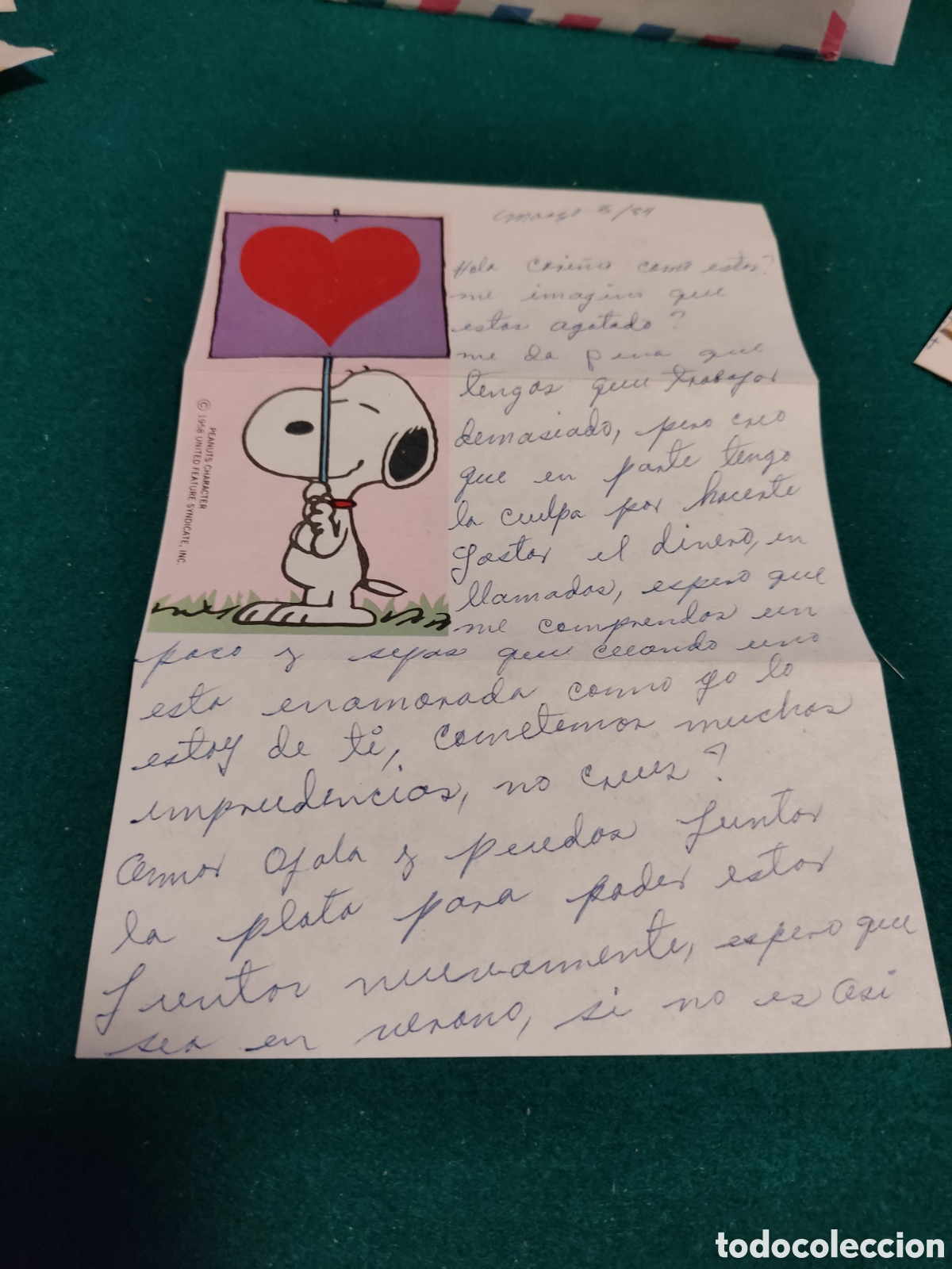 Otros Art&iacute;culos de Coleccionismo en Papel: Carta hoja iluminaci&oacute;n Snoopy