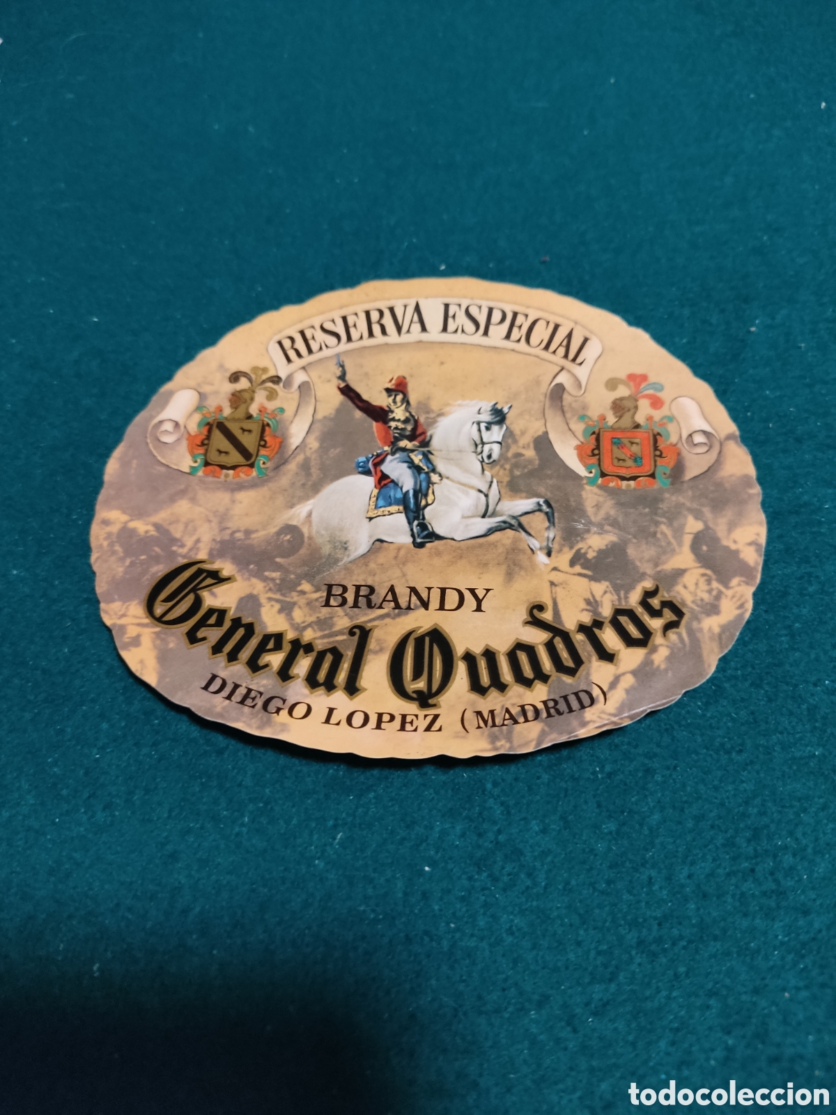 Otros Art&iacute;culos de Coleccionismo en Papel: Etiqueta de Brandy general quadros, Diego L&oacute;pez, Madrid