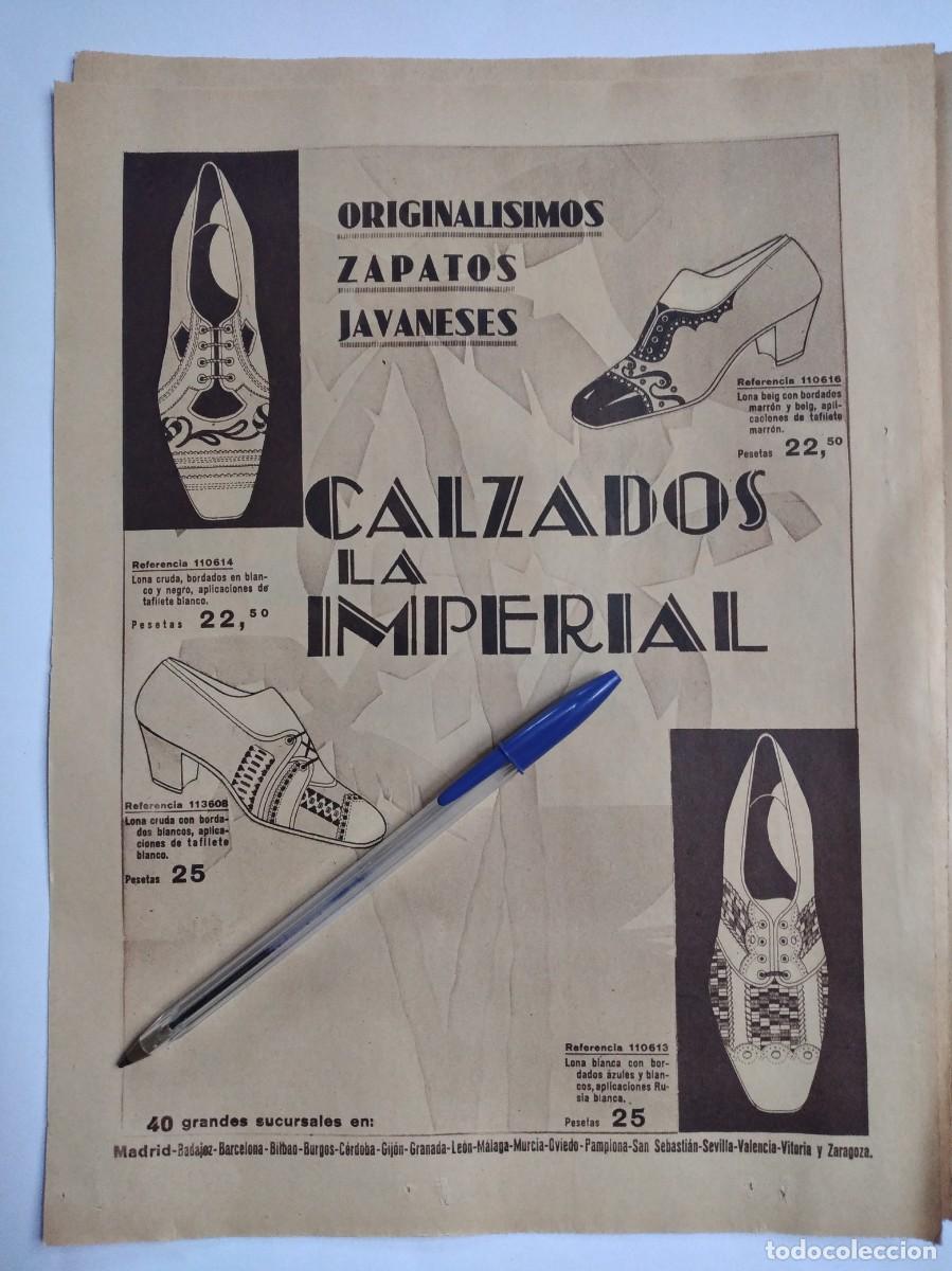 Collectionnisme Papier divers: CALZADOS LA IMPERIAL ORIGINAL&Iacute;SIMOS ZAPATOS JAVANESES HOJA PUBLICIDAD A&Ntilde;O 1935