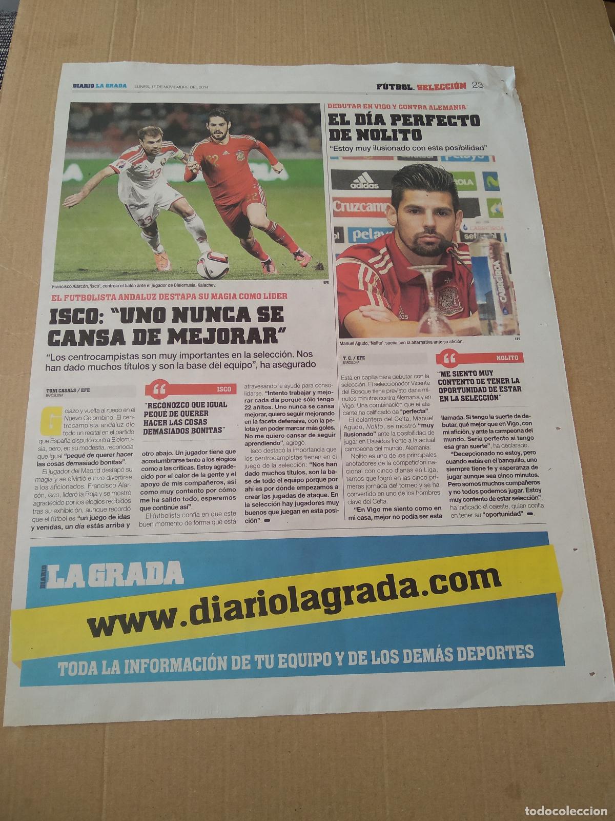 Otros Art&iacute;culos de Coleccionismo en Papel: HOJA PERIODICO DIARIO LA GRADA ISCO NOLITO ESPA&Ntilde;A AFICION FANS CROACIA