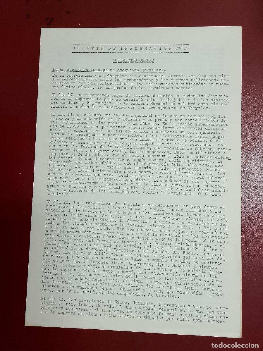 Collectionnisme Papier divers: Bolet&iacute;n de Informaci&oacute;n n&ordm; 14. Agencia Democr&aacute;tica de Informaci&oacute;n, 1972