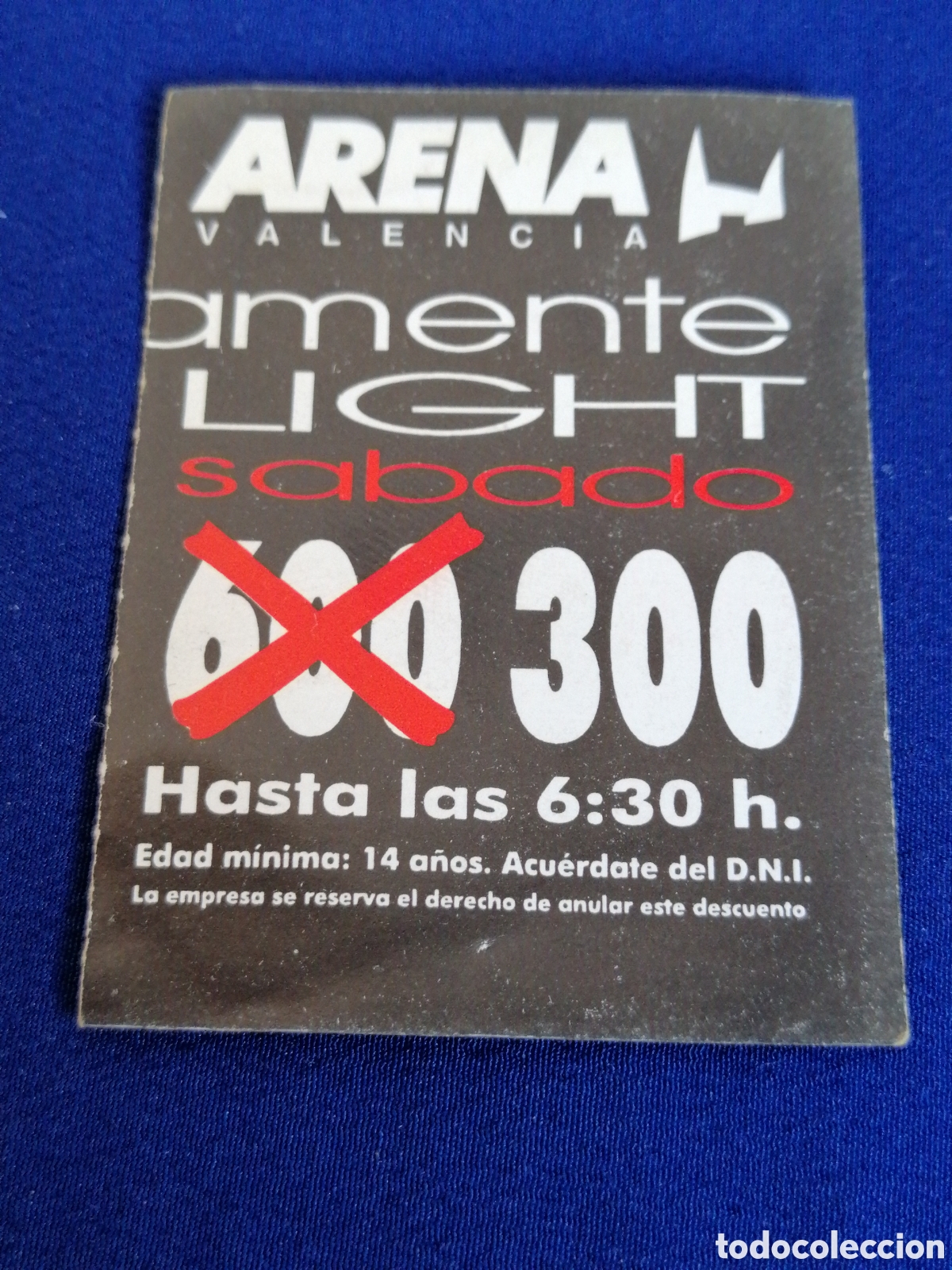 Collectionnisme Papier divers: DISCOTECA ARENA VALENCIA - WORLD PARTY MUSIC COCA-COLA & DINI D. J. DIOS ENTRADA